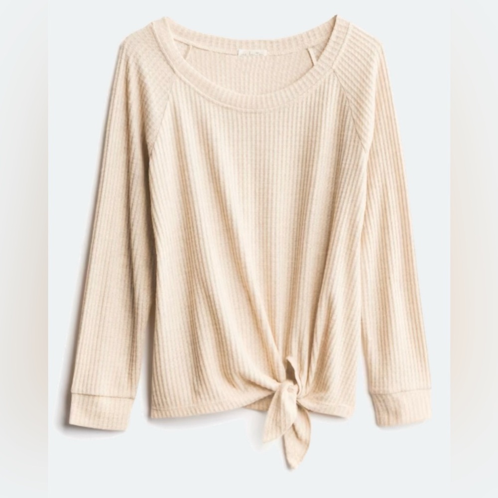 Tied Front Brushed Knit Top